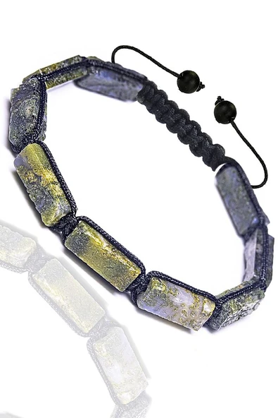 Sertifikalı Yosun Hint Akik Taşı Doğal Taş Bileklik (hindistan) - Resim 3