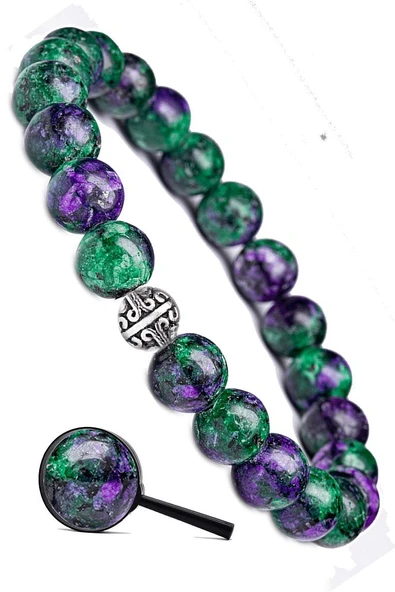 Sertifikalı Gerçek Anyolit - Ruby Yakutlu Zoisite Taşı Bileklik - Gümüş Aparatlı - 2