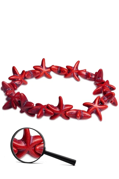 Sertifikalı Yıldız Kesim Kırmızı Kıl Mercan Taşı Bileklik - Resim 2