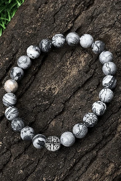 Sertifikalı Desenli Harita Jasper Taşı Bileklik (gümüş Aparatlı) - Resim 3