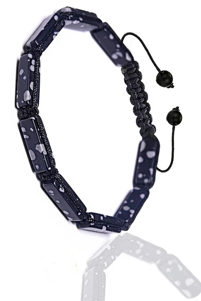 Sertifikalı Karlı Obsidyen Taşı Doğal Taş Bileklik - Resim 3