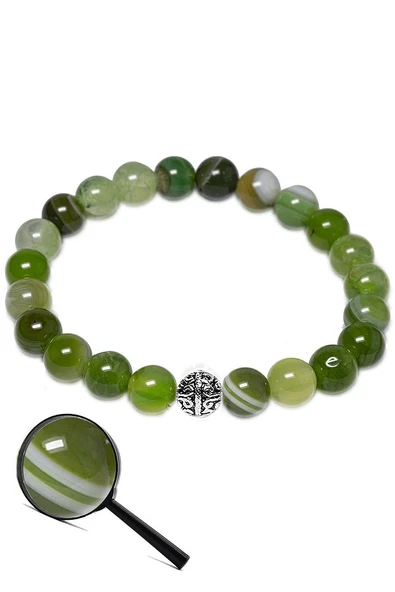 Sertifikalı Aaa Kalite Çay Yeşili Akik Taşı Bileklik (gümüş Aparatlı) - 2