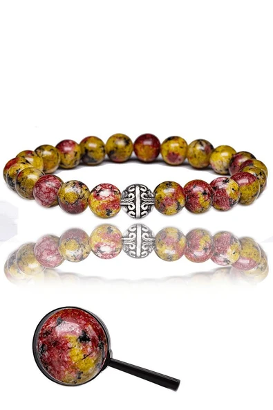 Sertifikalı Hardal Kırmızı Kuvars Taşı Bileklik - Gümüş Aparatlı ürün görseli