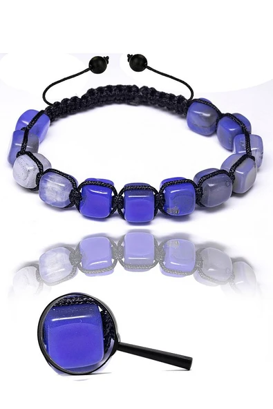 Sertifikalı Küp Kesim Ispirto Mavi Akik Taşı Doğal Taş Bileklik ürün görseli