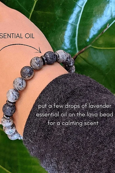 Aşk Nazar Huzur Doğal Taş Bileklik (zebra Jasper Lav Taşı) - Resim 4