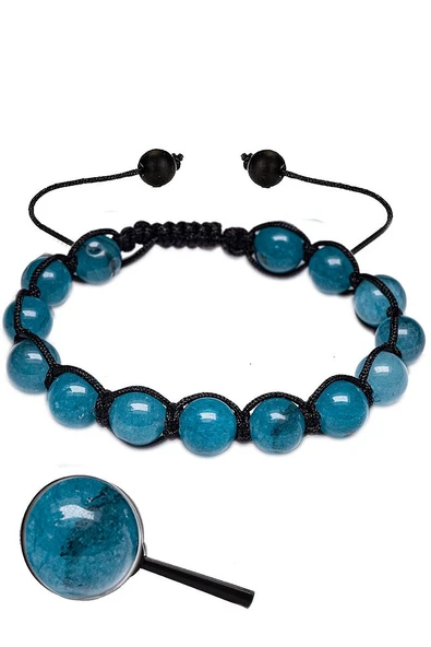 Sertifikalı Makrome Hakiki Apatit Taşı Bileklik - 8mm - 2