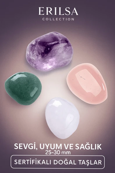 Sertifikalı Ametist Dumanlı Kuvars Pembe Kuvars ve Karnelyan Doğal Taş Seti – Pozitif Enerji Set