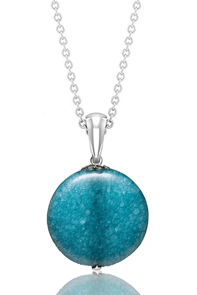 Sertifikalı Gerçek Mavi Akik Taşı Doğal Taş Kolye - 1.kalite ürün görseli