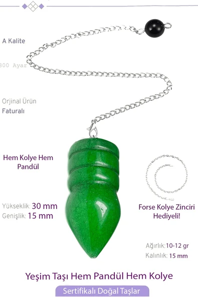 Sertifikalı Nefrit Yeşimi Taşı Pandül Sarkaç Hem Pandül - Hem Kolye ürün görseli