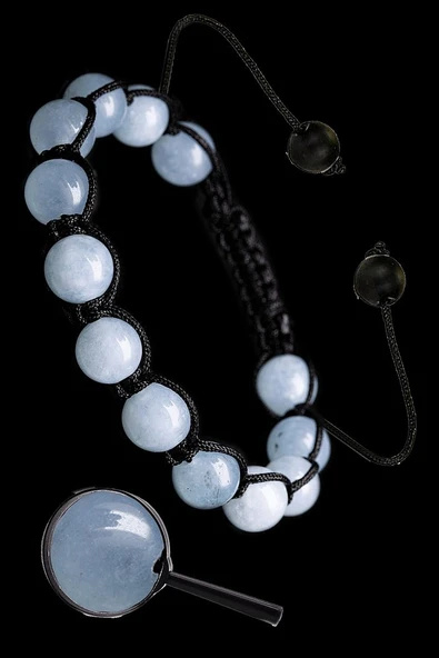 Sertifikalı Makrome Akuamarin Taşı Bileklik -1.kalite ürün görseli