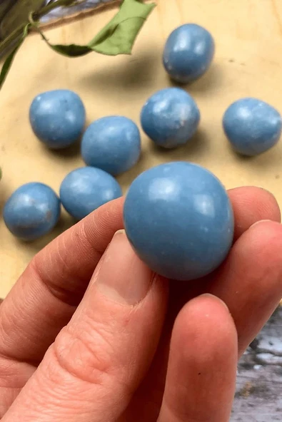 Sertifikalı Tamburlanmış Melek Taşı Kütle - Anjelit - Resim 5