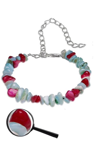 Sertifikalı Mercan - Mavi Sedef Kırık Doğal Taşlı Bileklik 1.kalite (ABD) - Resim 2