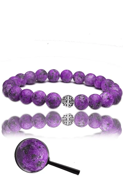 Sertifikalı Ham Işlenmemiş Ispirto Mor Kuvars Taşı Bileklik - 1.kalite - Resim 2