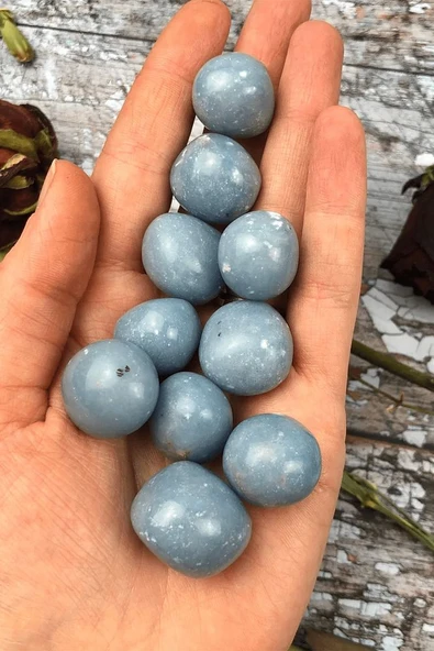 Sertifikalı Tamburlanmış Melek Taşı Kütle - Anjelit - Resim 3