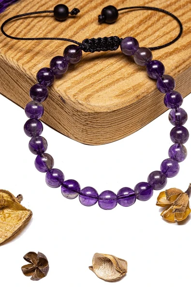 Sertifikalı Aaa+ Kalite Orijinal Ametist Taşı Bileklik - Brezilya ürün görseli