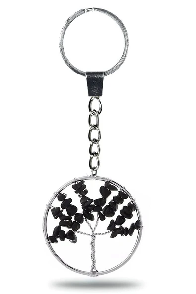 Sertifikalı Turmalin Taşı Hayat Ağacı Doğal Taş Anahtarlık