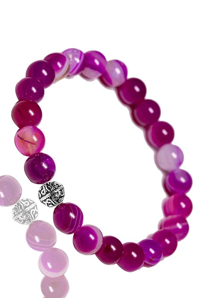 Sertifikalı Aaa+ Kalite Pembe Akik Taşı Bileklik - Resim 3