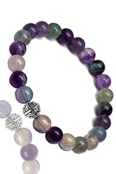 Sertifikalı Aaa+ Kalite Florit Taşı Bileklik - Gümüş Aparatlı - Resim 2