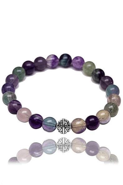 Sertifikalı Aaa+ Kalite Florit Taşı Bileklik - Gümüş Aparatlı - Resim 3