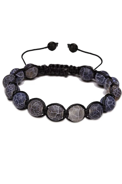 Sertifikalı Damarlı Siyah Akik Taşı Bileklik - Makrome - Resim 3