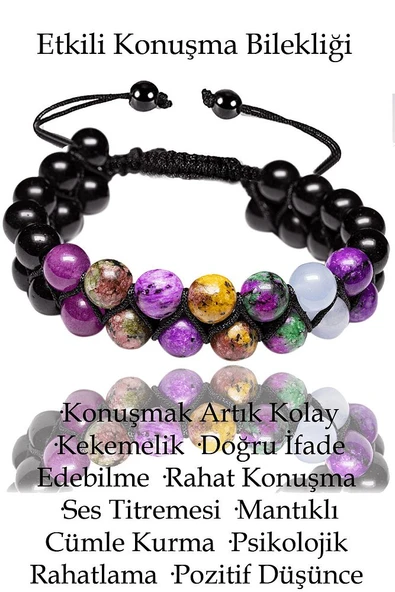 Sertifikalı Etkili Konuşma Doğal Taş Bileklik - (mix Taşlar)