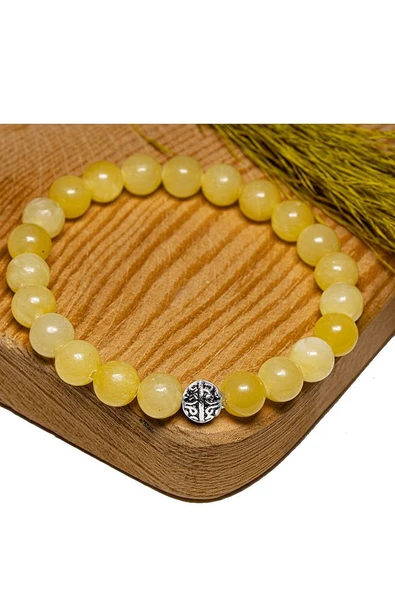 Sertifikalı Aaa Kalite Sarı Kalsit Taşı Bileklik - Gümüş Aparatlı - Resim 2