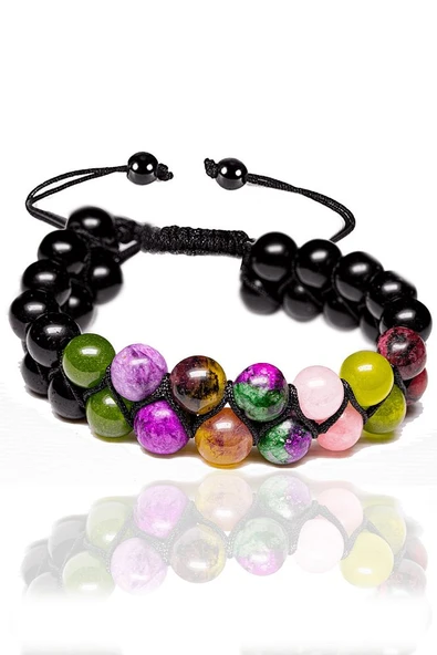 Sertifikalı Başak Burcu Doğal Taş Bileklik - Makrome - Resim 2