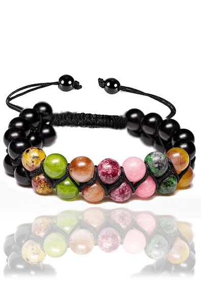 Sertifikalı Aslan Burcu Doğal Taş Bileklik - Makrome - Resim 2