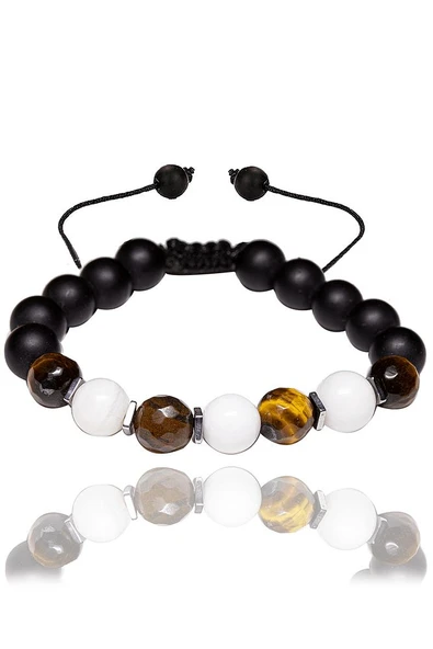 Sertifikalı Kaplan Gözü - Sedef Taşı Bileklik - Aaa+ Kalite - Resim 2