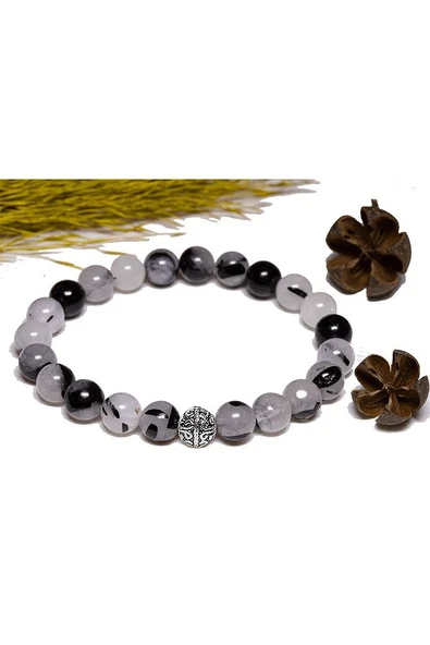 Sertifikalı Gümüş Aparatlı Rutil Kuvars Taşı Bileklik - Gümüş Aparatlı (melek Saçı) - Resim 2