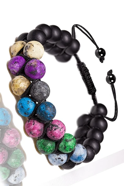 Sertifikalı Terazi Burcu Doğal Taş Bileklik - Makrome - Resim 3