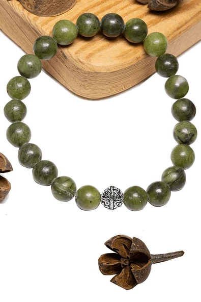 Sertifikalı Aaa+ Kanada Yeşim Taşı Bileklik - Gümüş Aparatlı ürün görseli