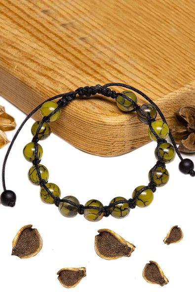 Sertifikalı Ejderha Damarlı Yeşil Akik Taşı Bileklik - Resim 2