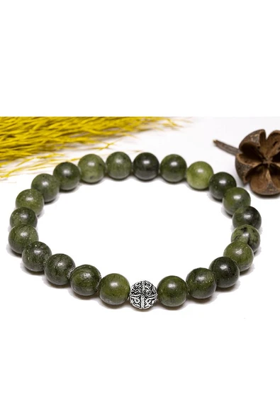 Sertifikalı Aaa+ Kanada Yeşim Taşı Bileklik - Gümüş Aparatlı - Resim 2