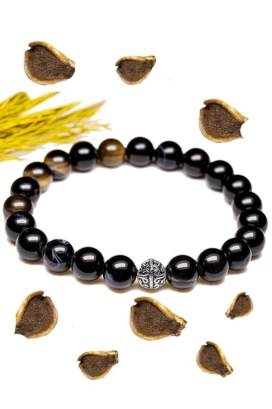 Sertifikalı Aaa+ Siyah Akik Taşı Bileklik - Gümüş Aparatlı - Resim 2