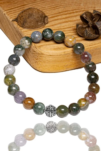 Sertifikalı Aaa+ Hint Akik Taşı Bileklik Gümüş Aparatlı (hindistan) ürün görseli