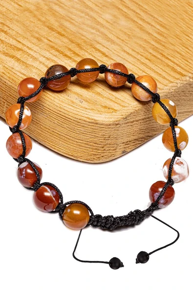 Sertifikalı Turuncu Akik Taşı Bileklik - 1.kalite - Resim 2