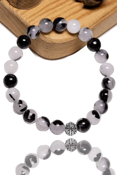 Sertifikalı Gümüş Aparatlı Rutil Kuvars Taşı Bileklik - Gümüş Aparatlı (melek Saçı) ürün görseli