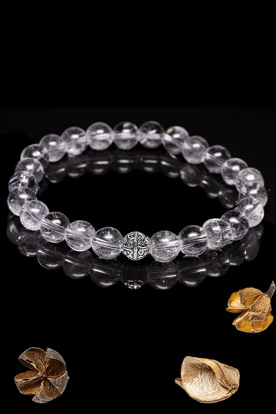 Sertifikalı Aaa+ Kalite Hakiki Kristal Kuvars Taşı Bileklik - Gümüş Aparatlı - Resim 2