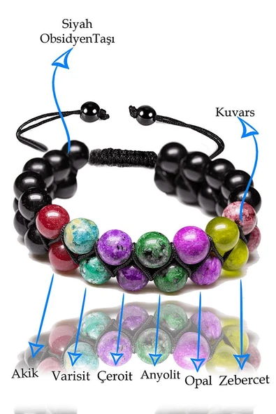 Sertifikalı Kova Burcu Doğal Taş Bileklik - Makrome ürün görseli 1