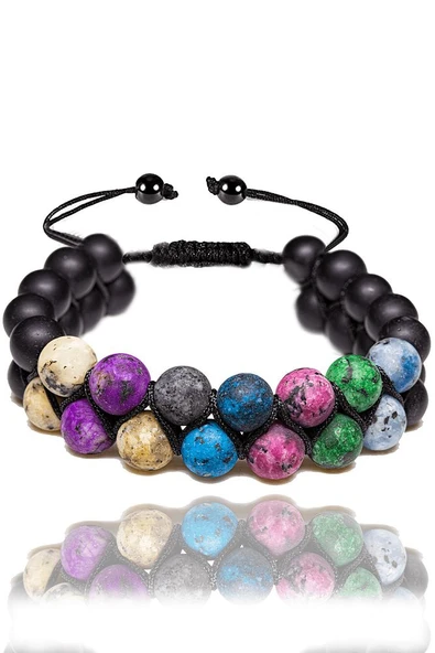 Sertifikalı Terazi Burcu Doğal Taş Bileklik - Makrome - Resim 2