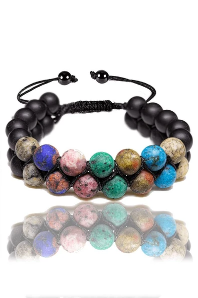 Sertifikalı Ikizler Burcu Doğal Taş Bileklik - Makrome - Resim 3