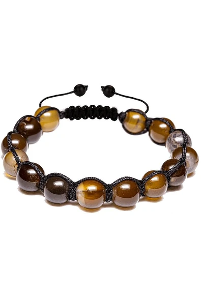 Sertifikalı Kahverengi Akik Taşı Bileklik - Makrome - Resim 3