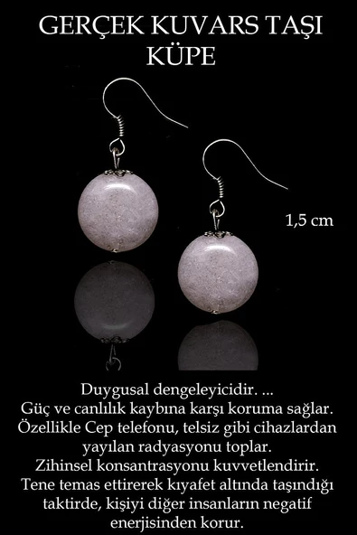 Sertifikalı Beyaz Kuvars Taşı Küpe - 2