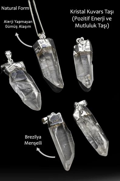 Sertifikalı Ham Işlenmemiş Kristal Kuvars Taşı Kolye - Brezilya ürün görseli