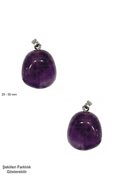 Sertifikalı Ham Ametist Taşı Kolye - Resim 2