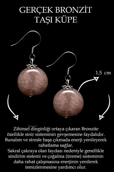 Sertifikalı Bronzit Taşı Küpe - 2