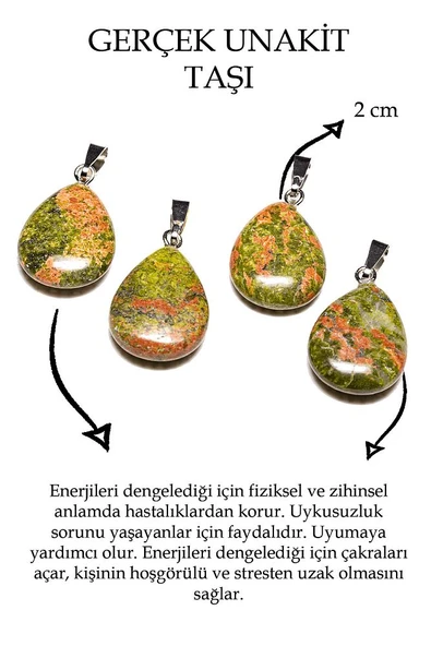 Sertifikalı Damla Kesim Unakit Taşı Kolye - Resim 2