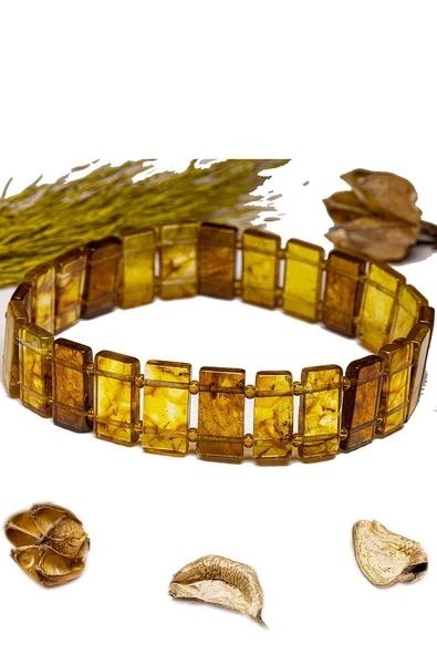 Üretici Sertifikalı Iri Sarı Baltık Doğal Damla Kehribar Rolex Bileklik - Resim 2