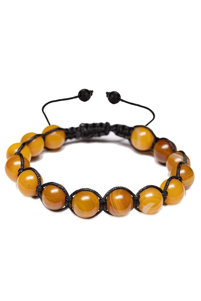 Sertifikalı Damarlı Açık Turuncu Akik Taşı Bileklik - Makrome - Resim 3